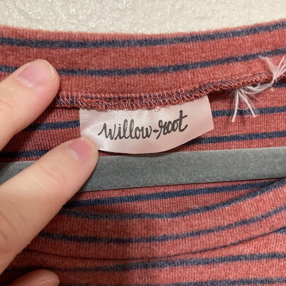 Willow-Root Womens 3/4 Bell Sleeve Soft Striped Blouse Size Medium Pink Gray - Picture 4 of 7